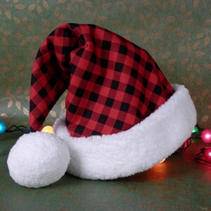 Red Buffalo Check Santa Hat Farmhouse 