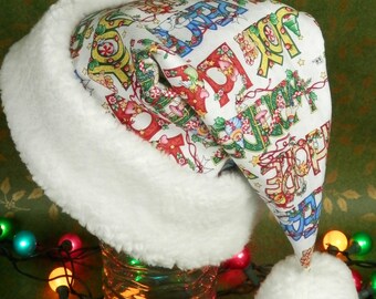 Santa Hat With Colorful Words of Love, Joy, Hope and Peace