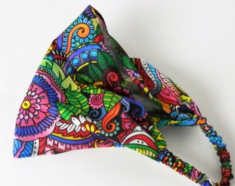 Psychedelic Paisley Headband: Rainbow Hippie Boho Hair Accessory