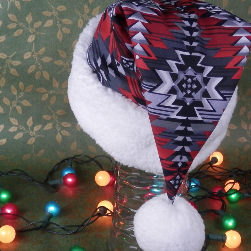 Indigenous Paisley Black Santa Hat
