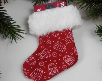Mini Christmas Stocking: Red Thimbles Design, Gift Card Holder