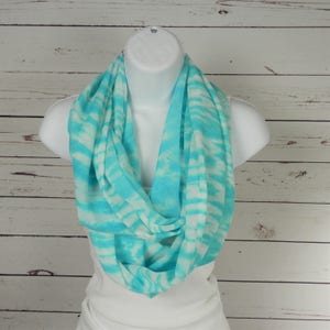 Turquoise Tie Dye Infinity Scarf: Lightweight Chiffon Beach Fashion