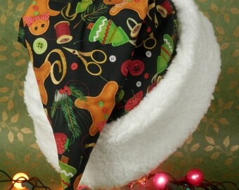 Sewing Notions Santa Hat: Handmade Sherpa Trim Fleece Lined