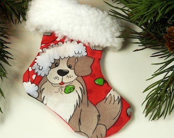 Dog Breed Print Mini Christmas Stocking: Sherpa Trim Gift Card Holder