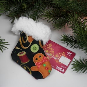 Mini Weihnachtsstrumpf für Quilter, Thema Nähein, Geschenkkartenhalter, Leckereien oder kleine Geschenke für alle Ihre Näh- und Quiltfreunde