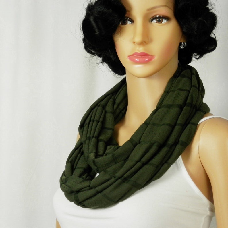 Army Green Jersey Knit Infinity Scarf Double Loop Scarf Dark Etsy