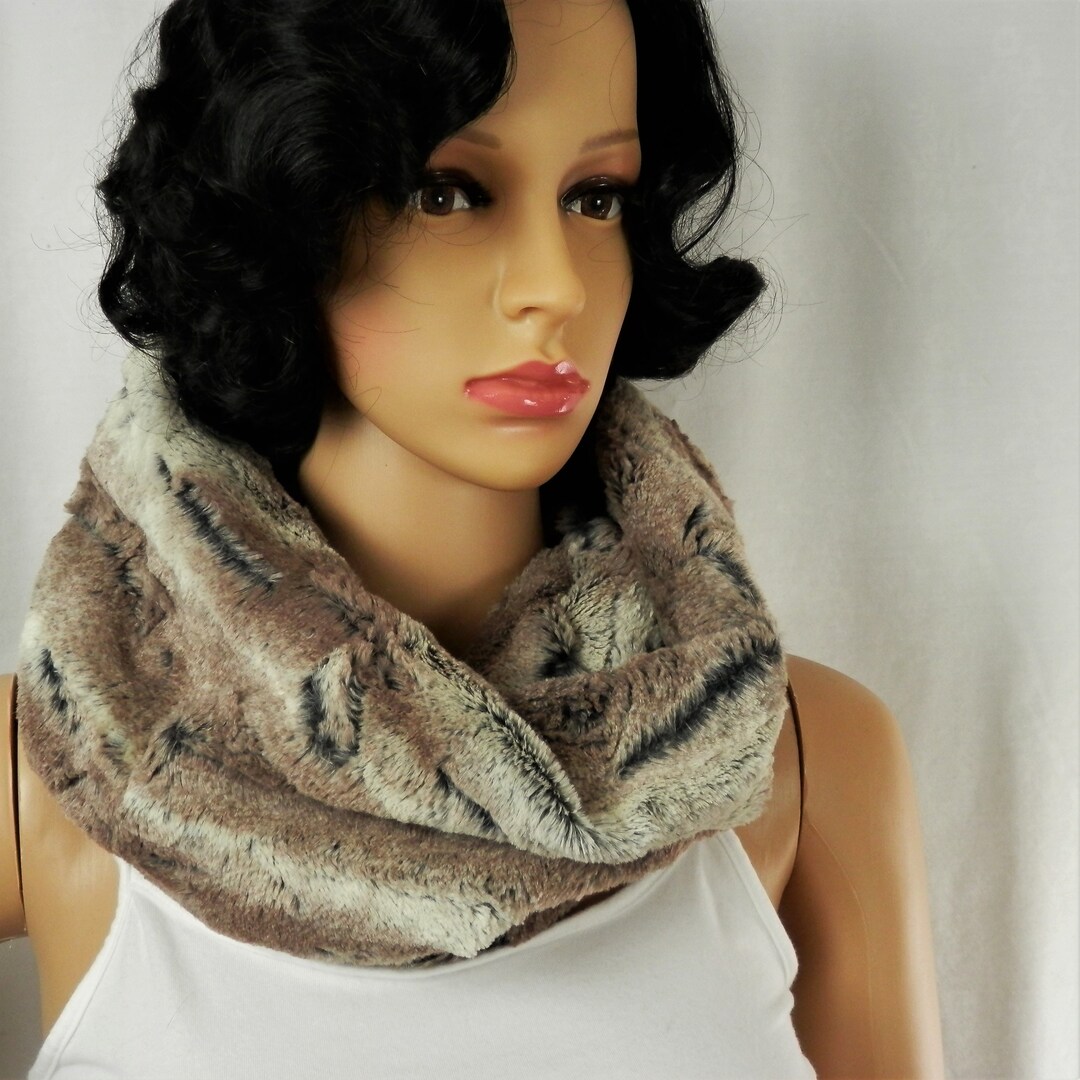 Fur Neck Warmer Scarf Mountain Fox Faux Fur in Pewter Taupe Etsy