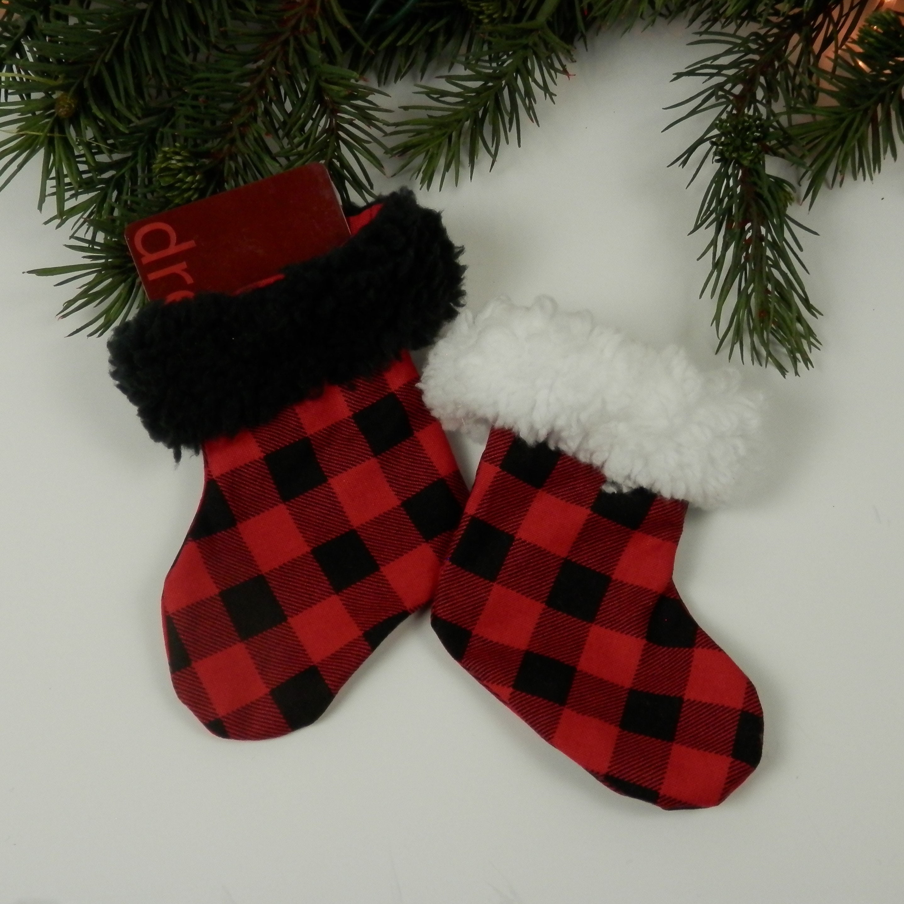 Red and Black Buffalo Check Plaid Mini Christmas Stocking