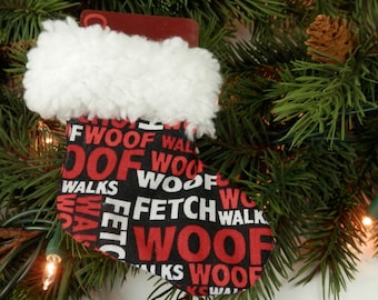 Mini Christmas Stocking for Dog Lovers: Gift Card Holder with Sherpa Trim
