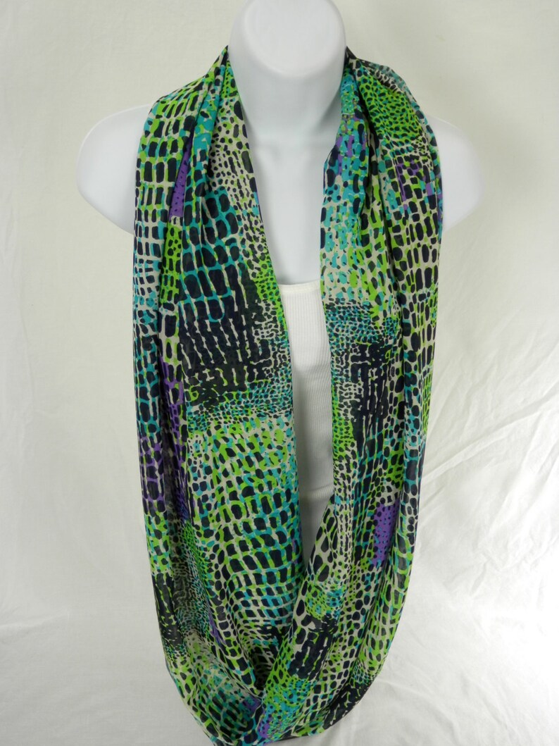 Animal Print Infinity Scarf in Green Navy Lime Teal Black Etsy
