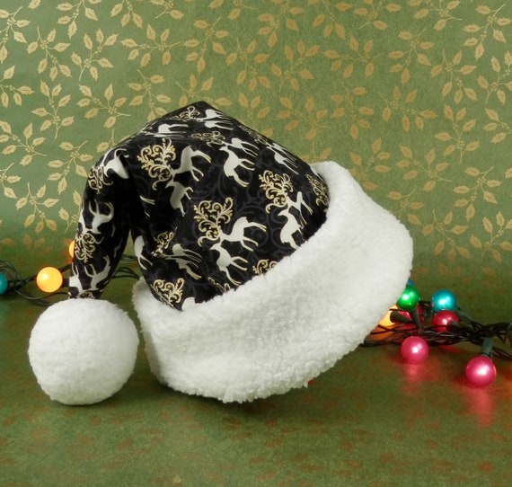 white and gold santa hat