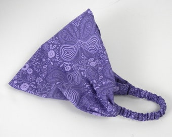 Purple Headband, Victorian Lavender Lilac Headband, Cotton Calico Butterfly Paisley, Handmade Hair Fashion by Thimbledoodle