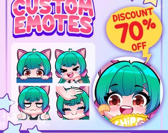 Custom Emotes for Gamers - Unique and Fun Designs, Badges, Twitch, Facebook, Discord, Youtube, Cute Chibi Anime Style