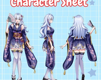 Custom Character Reference Sheet For Your Avatar | Custom Reference Sheet | Anime Reference Sheet | Character Sheet | Vtuber Reference Sheet