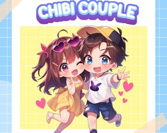 Custom Chibi Couple, Pngtuber Live2D Model, Pngtuber Character Design for Stream, Twitch, YouTube & Facebook Commission, Cute, Chibi, Avatar