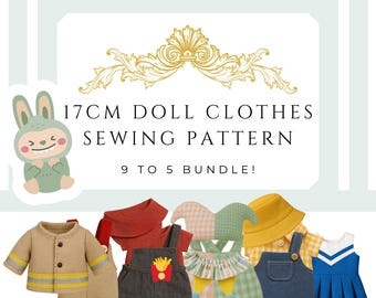 9 to 5 Sewing Pattern Bundle | Fits 17 cm Vinyl Face Plush Doll | Digital Download