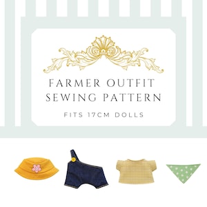 Farmer Outfit Doll Clothes Digital Sewing Pattern | Fits 17 cm Vinyl-Face Plush Dolls