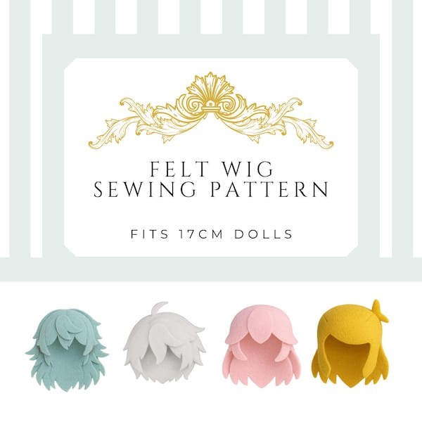 Felt Wig DIY Sewing & Construction Pattern | Fits 17 cm Vinyl-Face Plush Dolls | Digital Download