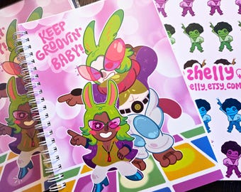 FFXIV Continue arrasando, bebê! Livro de adesivos reutilizáveis A5 verde dançante