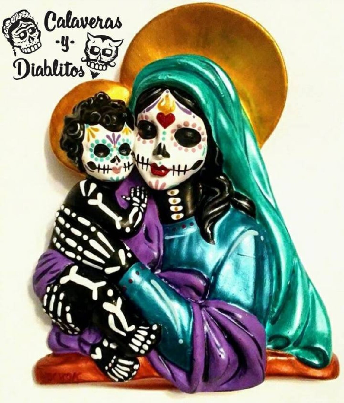 CUSTOM ORDER Dia de los Muertos Virgin Mary with child Day | Etsy