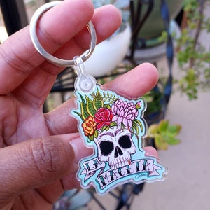 La Maceta, Frida and Loteria inspired keychain, Loteria, Skull, Calaca