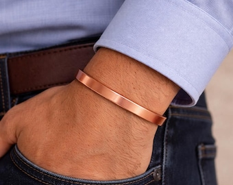 100% Pure Copper Bracelet for Men & Women | Adjustable Cuff Bracelet | Solid Copper Healing Jewelry | Minimalist Bracelet Gift for Him Her