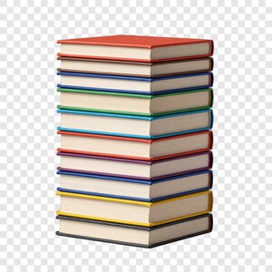 10 PNG Stack Of Books Clipart, Vintage Library Images, Transparent Background, Instant Download, Commercial Use, Paper craft