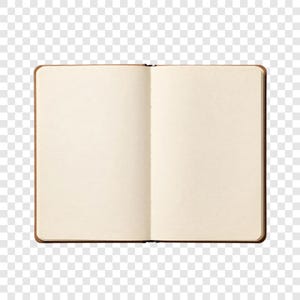 May include: An open, blank notebook with a brown cover. The pages are a light cream color, and the binding is visible. The notebook is rectangular and appears to be new and unused, ready for writing or sketching.