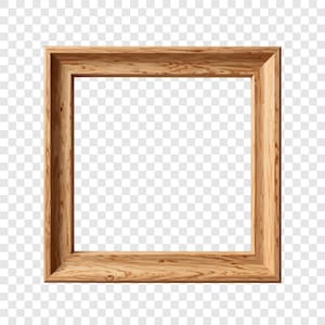 May include: A square wooden picture frame with a natural wood grain finish. The frame is empty, with a clear space in the center. The wood has a warm, light brown color, and the frame is constructed with mitered corners.