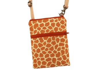 Small Phone Crossbody Bag, Purse, Giraffe Print, Zipper Cellphone Bag, Travel, Errands, Concert, Everyday Bag