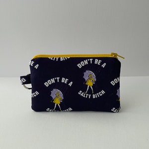 Monedero con llavero, billetera minimalista, no seas salado, azul y amarillo, bolsa pequeña