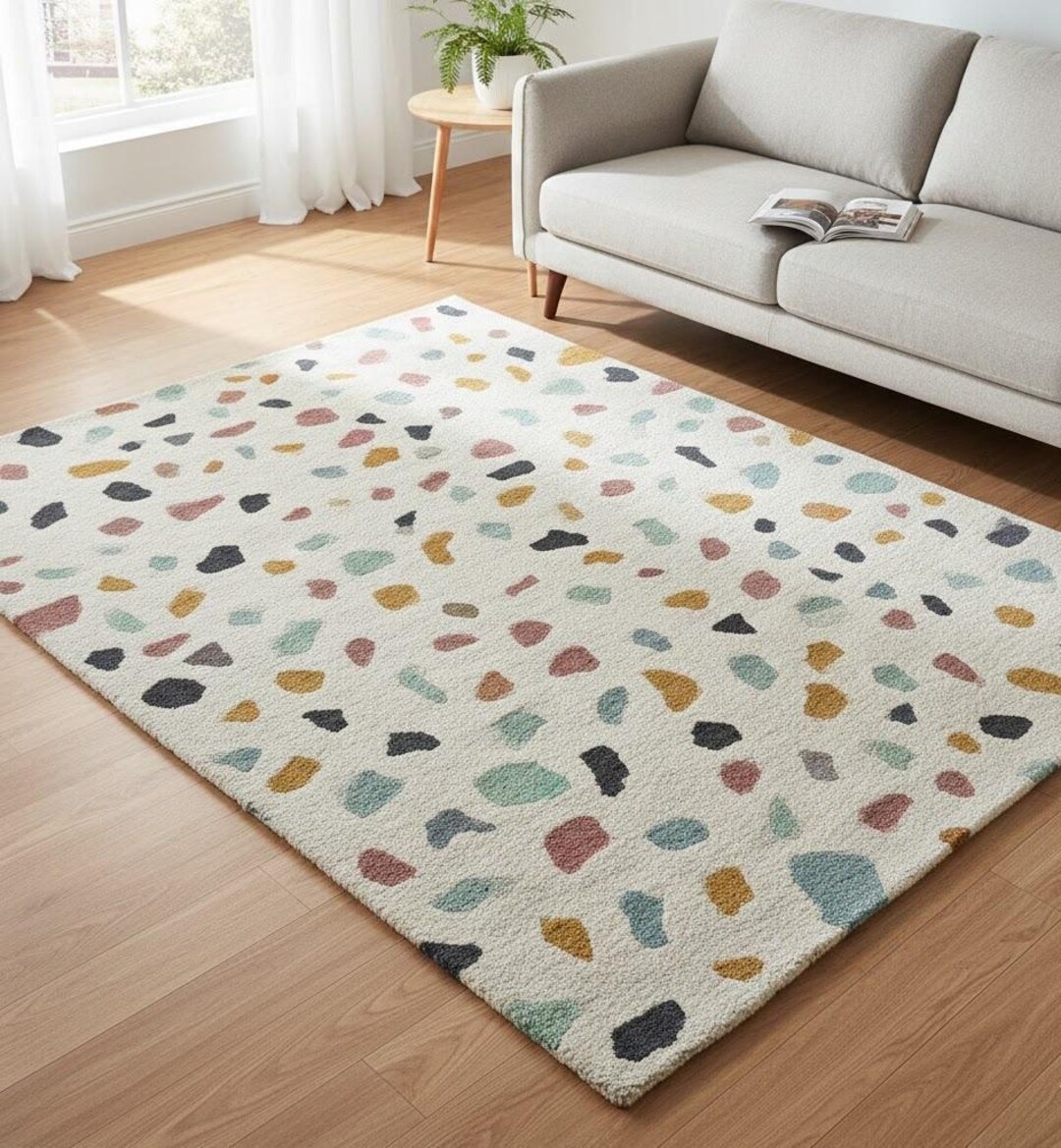 Terrazo Rug Colorful Terrazzo Pattern Rug – Modern Handcrafted Tufted Carpet ...