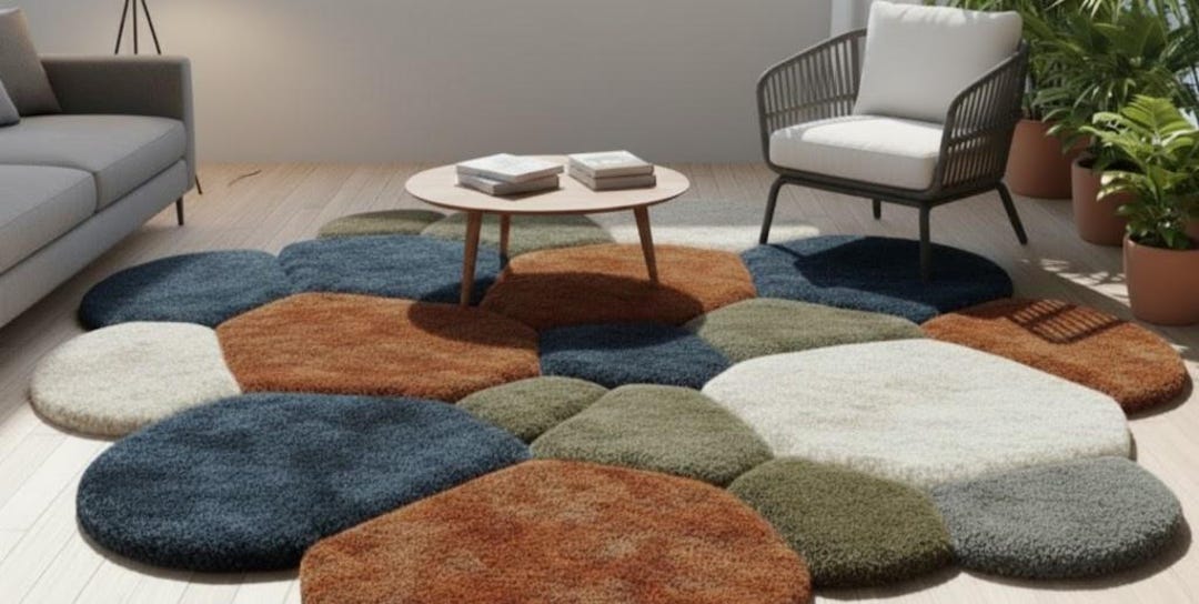 Handmade Modular Pebble Rug – Modern Patchwork Wool Tufted Carpet ...