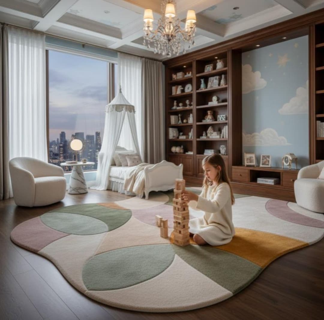 Spotlight Rugs Hand Tufted Kids Playroom Rug – Modern Pastel Abstract Carpet, Soft ...
