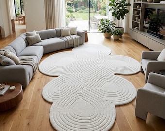 Alfombra verde para exteriores, diseño moderno y único, hecha a mano y con tamaño personalizado.