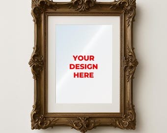 Bronze Baroque Frame Mockup: Ornate 4x5 Vertical (PSD)