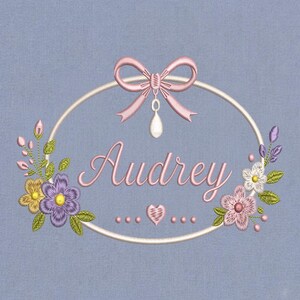 Custom Floral Bow Embroidery Design, Rose Monogram Machine File (Instant Download)