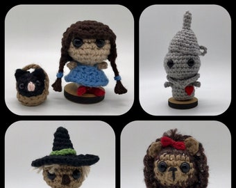 Wizard of Oz amigurumi characters- MADE to ORDER- Dorothy and Toto, Cowardly Lion, Tin Man, Scarecrow