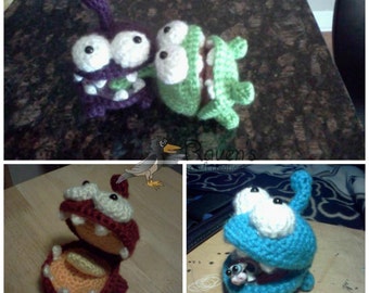 Hungry Little Monster Amigurumi- MADE to ORDER- Om Nom inspired toy, stocking stuffer, birthday, shower