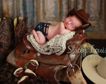 Country Cowboy Hat Set- MADE to ORDER- Photo prop, costume, Newborn photos