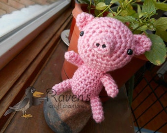 Pete the Piggy- MADE to ORDER- Pig Amigurumi Toy, shower gift, Valentine's Day
