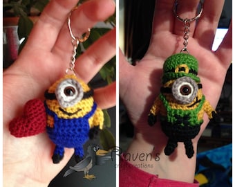 Minion Keychain, ornament, dangle - MADE to ORDER- Valentine's, Leprechaun