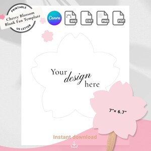 Kirschblüte Blank Fächer Vorlage SVG für DIY Hochzeitsprogramme (Cricut, Laser, Canva)