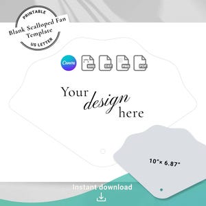 Blank Scalloped Fan Template SVG, Wedding Program DIY, Cricut Cut File, Canva Editable