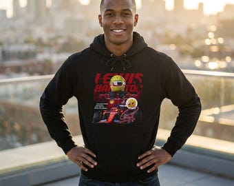 Sudadera con capucha inspirada en Lewis Hamilton / Tributo a las carreras, gráfico de casco de F1