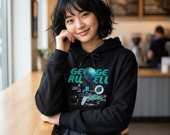 Sudadera con capucha inspirada en George Russell / Sudadera con capucha con gráfico de piloto de carreras