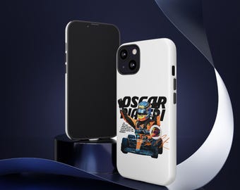 Funda para teléfono con diseño de coche de carreras de Oscar Piastri / casco de piloto de F1