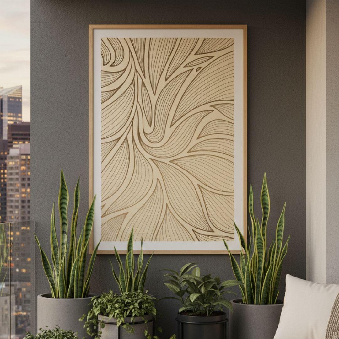 Neutral Abstract Botanical Line Art Print | Boho Scandinavian Decor ...