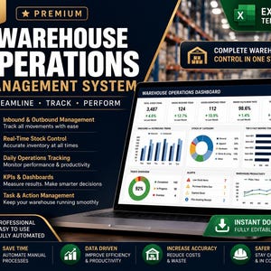 Excel-Vorlage für die Lagerverwaltung | Dashboard für Wareneingang, Kommissionierung und Versand | Sicherheits- und Wartungsschulungssystem