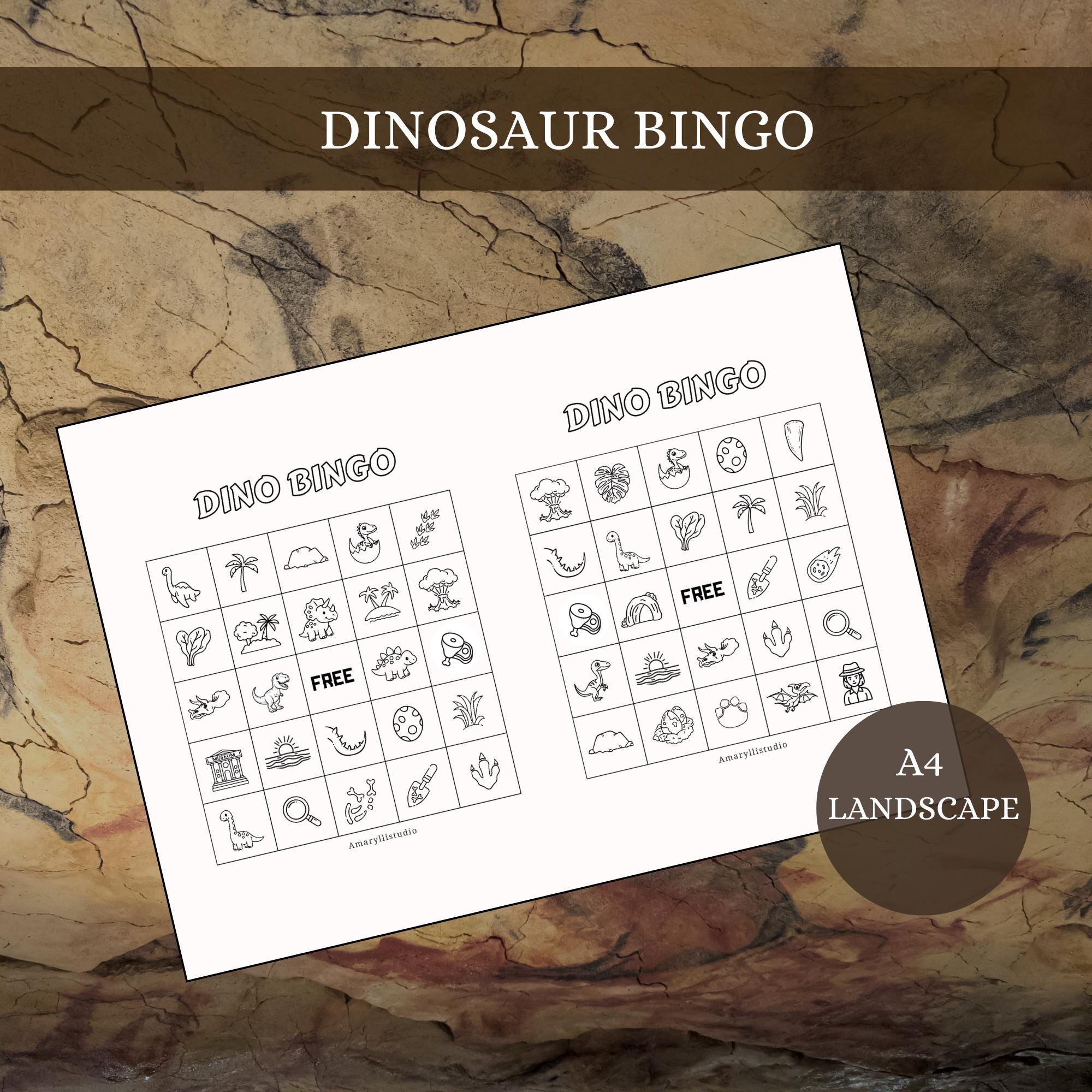Dinosaur Bingo for Kids | Prehistoric Fossil Game Printable | Birthday ...